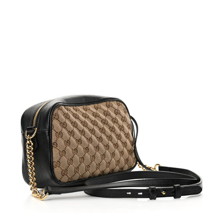 Gucci Monogram Matelasse Diagonal Small GG Marmont Chain Shoulder Bag Beige Black 3 of 11