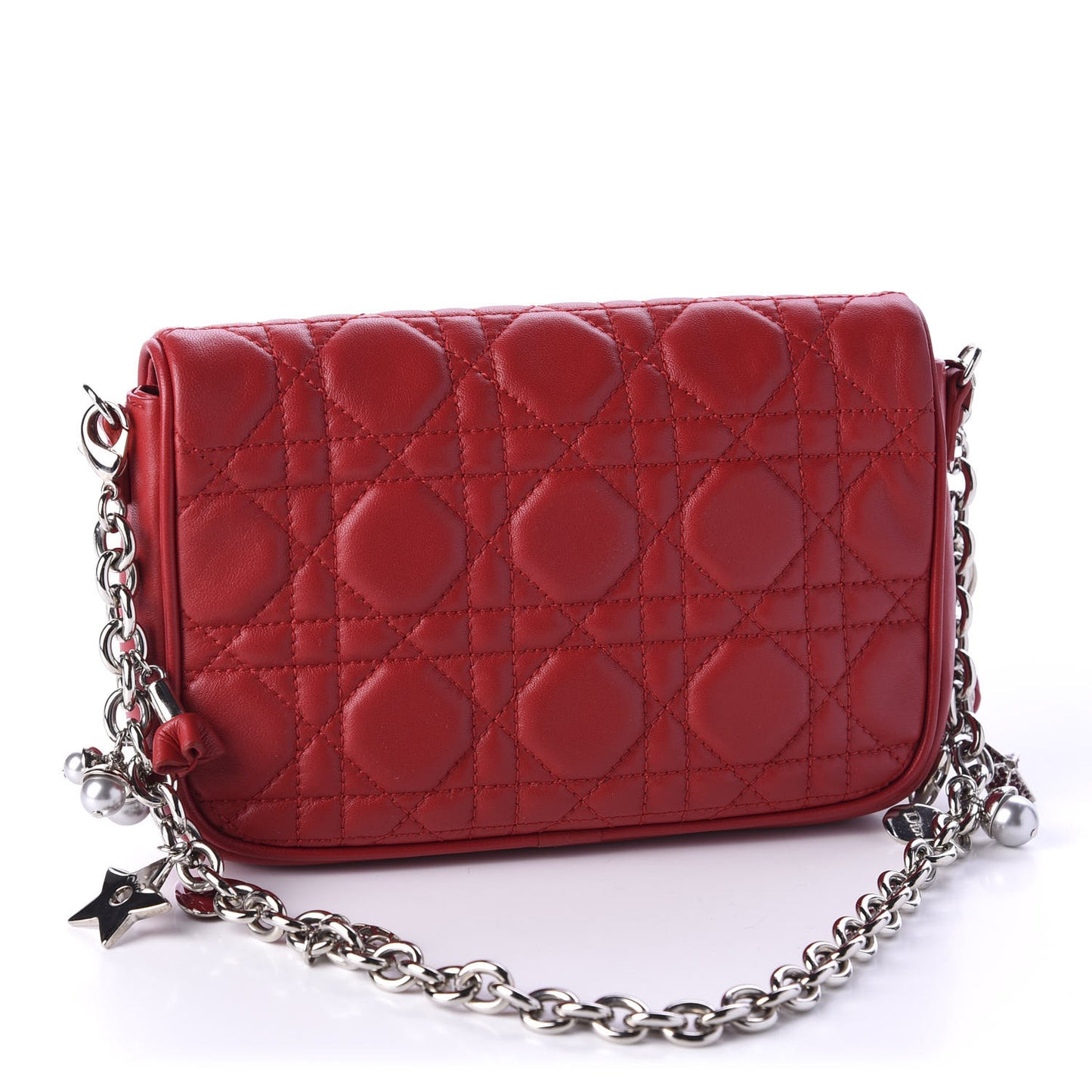 Lambskin Cannage Lady Dior Pochette Red