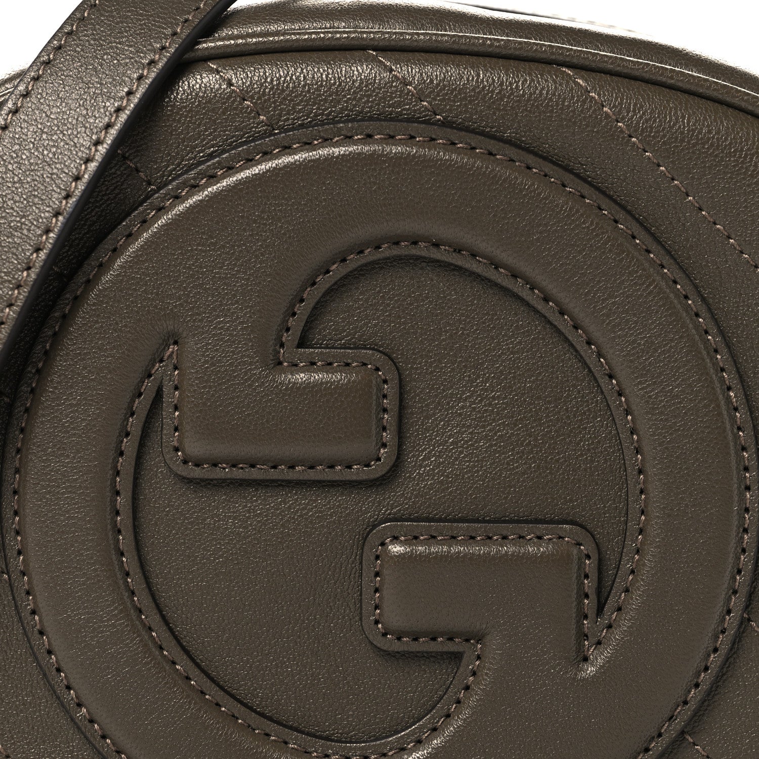 Gucci Sakai Be Green Calfskin Diagonal Stitched Mini Blondie Shoulder Bag Craclet Brown 8 of 11