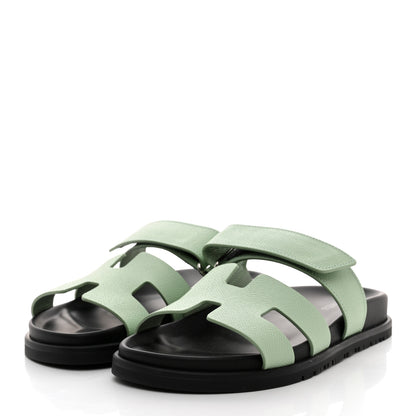 Hermes Epsom Womens Chypre Sandals 36.5 Vert Jade 3 of 9