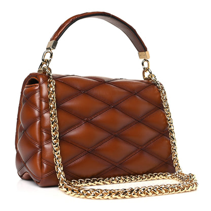 Louis Vuitton Lambskin Malletage Top Handle GO-14 MM Tan 3 of 8