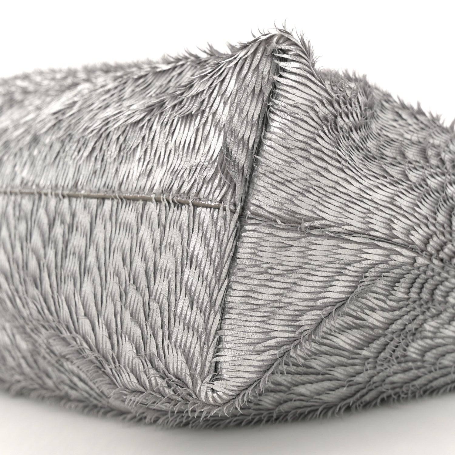 Loewe Metallic Nappa Calfskin Fringed Medium Chain Flamenco Knot Purse Silver 10 of 11