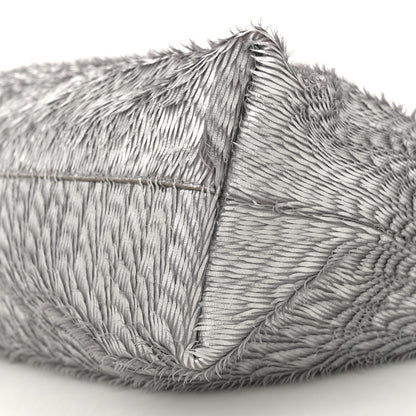Loewe Metallic Nappa Calfskin Fringed Medium Chain Flamenco Knot Purse Silver 10 of 11