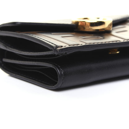 Fendi Vitello Liberty F is Fendi Bi-Color FF 1974 Embossed Micro Tri-Fold Envelope Wallet Maya Black 6 of 13