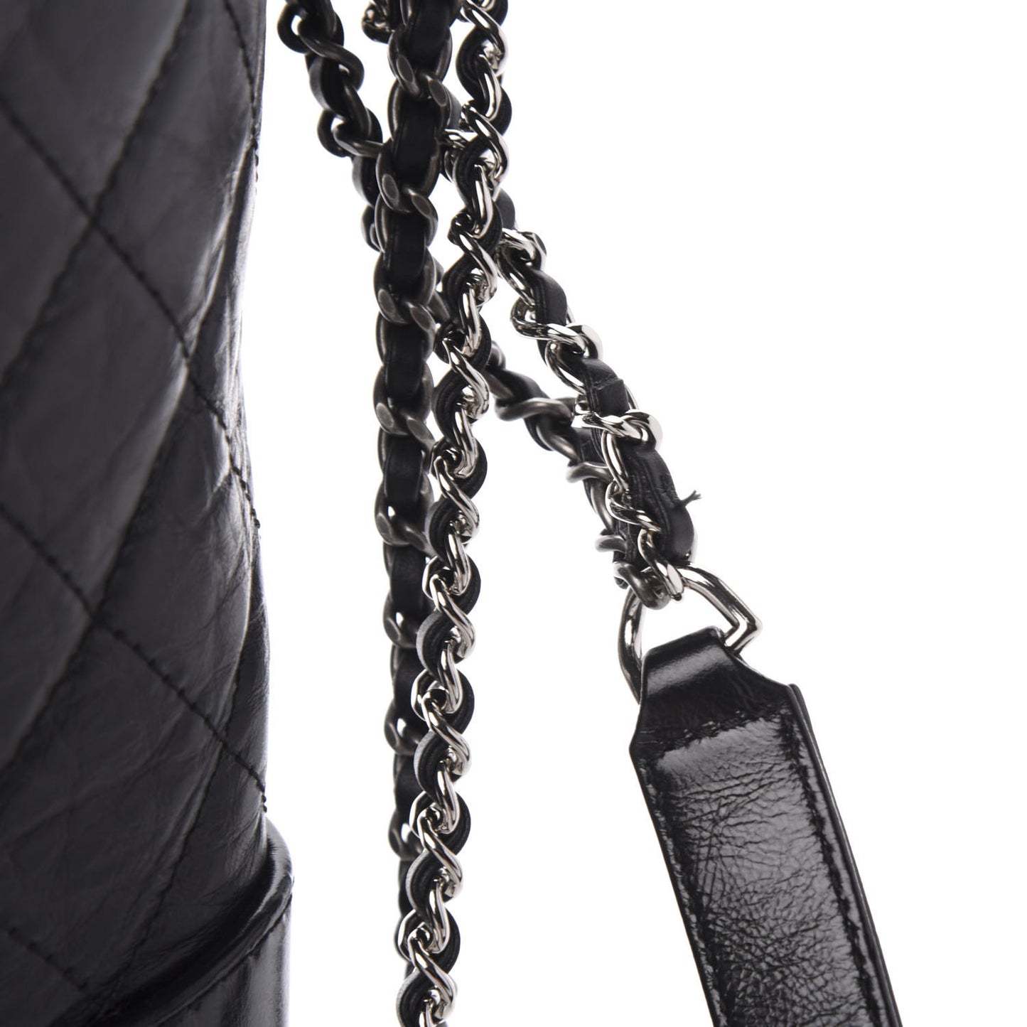 Aged Calfskin Quilted Large Gabrielle Hobo Black