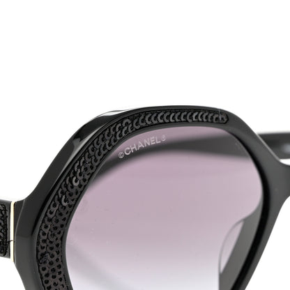 Chanel Acetate Sequin Round Sunglasses 5451-A Black 8 of 9