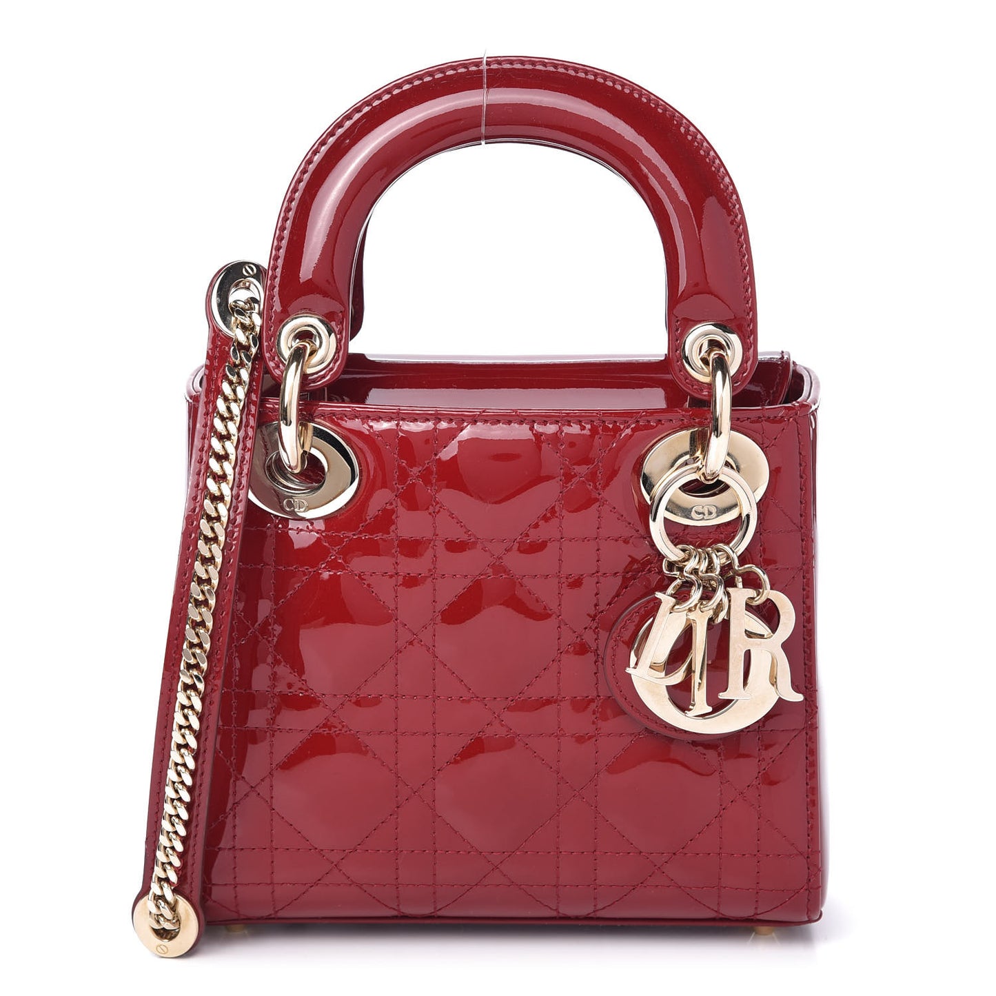 Patent Cannage Mini Lady Dior Red
