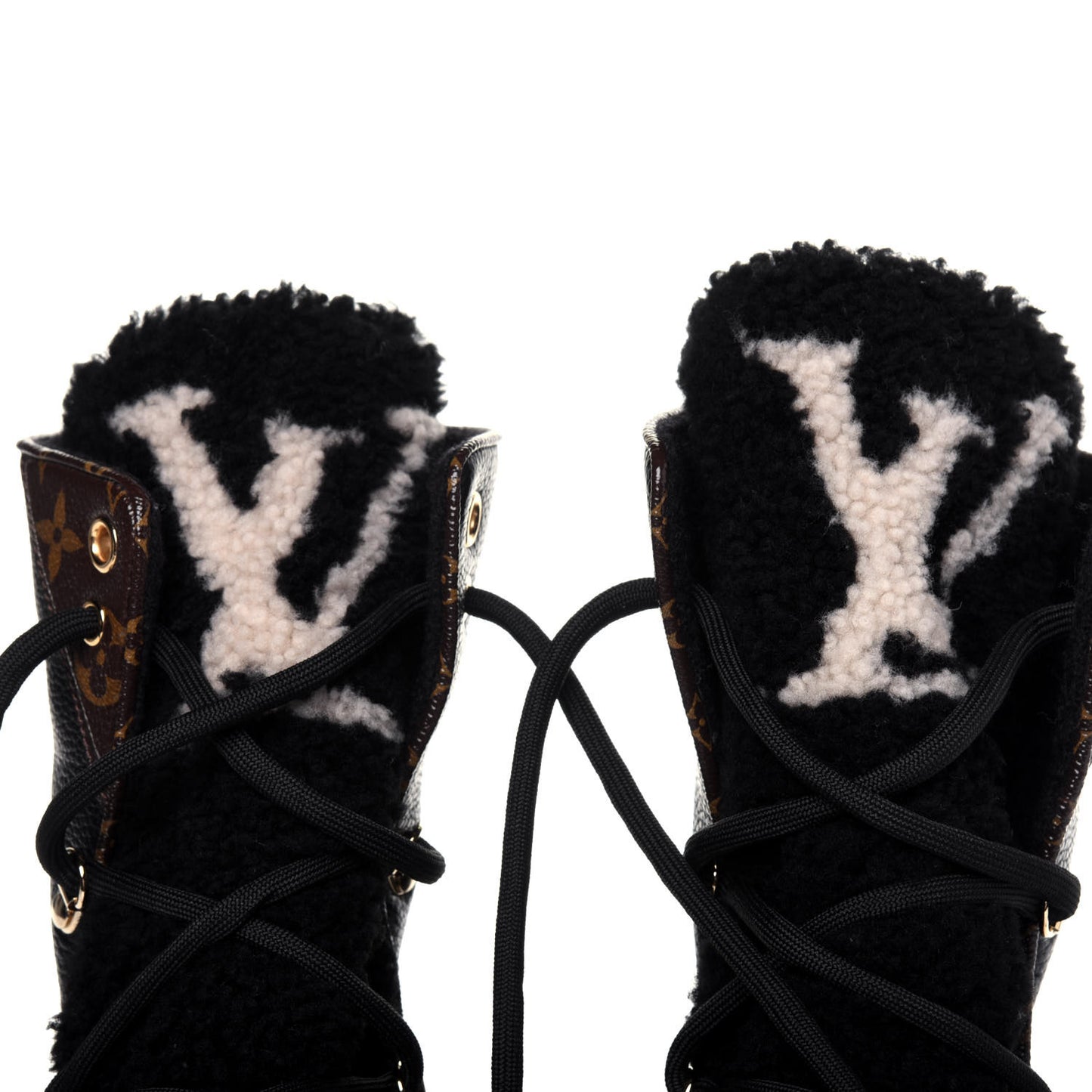Grained Calfskin Shearling LV Beaubourg Ankle Boots 38 Black