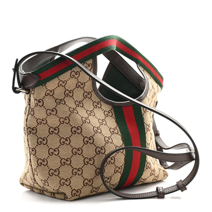 Gucci Monogram Web Small Giglio Tote Beige Dark Brown 4 of 10