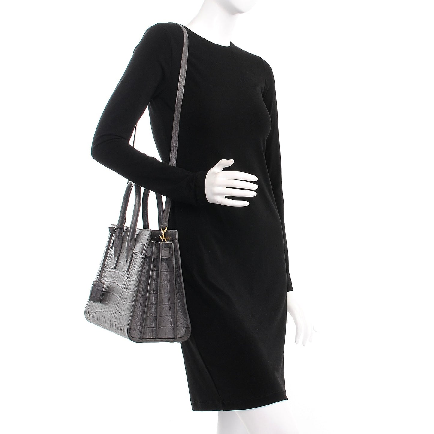 Calfskin Crocodile Embossed Small Sac De Jour Fog