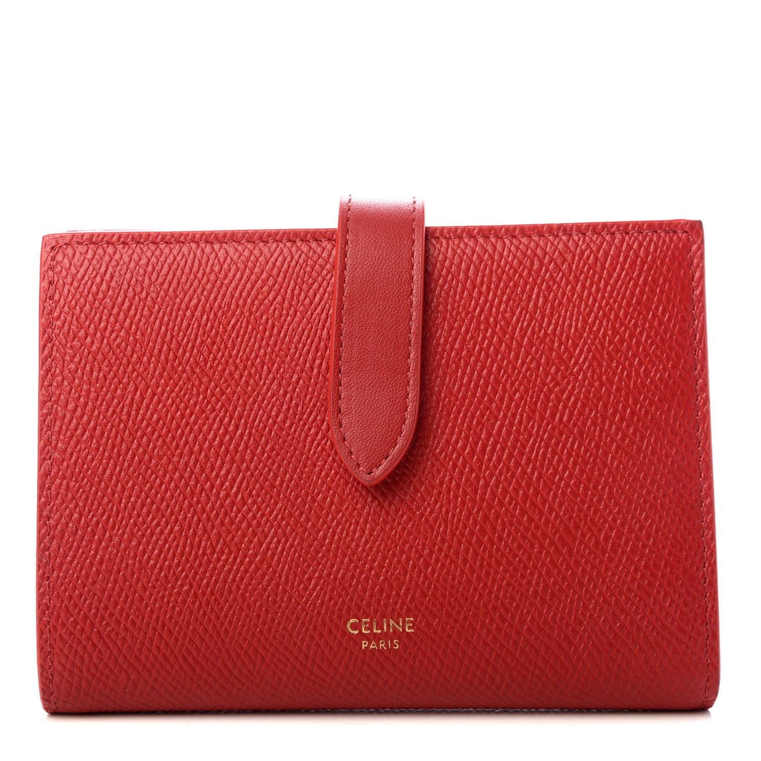 Celine Grained Calfskin Medium Multifunction Strap Wallet Coquelicot 1 of 8