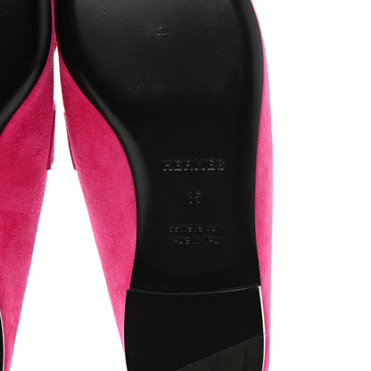 Hermes Suede Goatskin Rivoli Mules 35 Rose Azalee 6 of 9