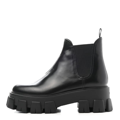 Prada Spazzolato Rois Monolith Chelsea 55mm Ankle Boots 39 39 Black 1 of 12