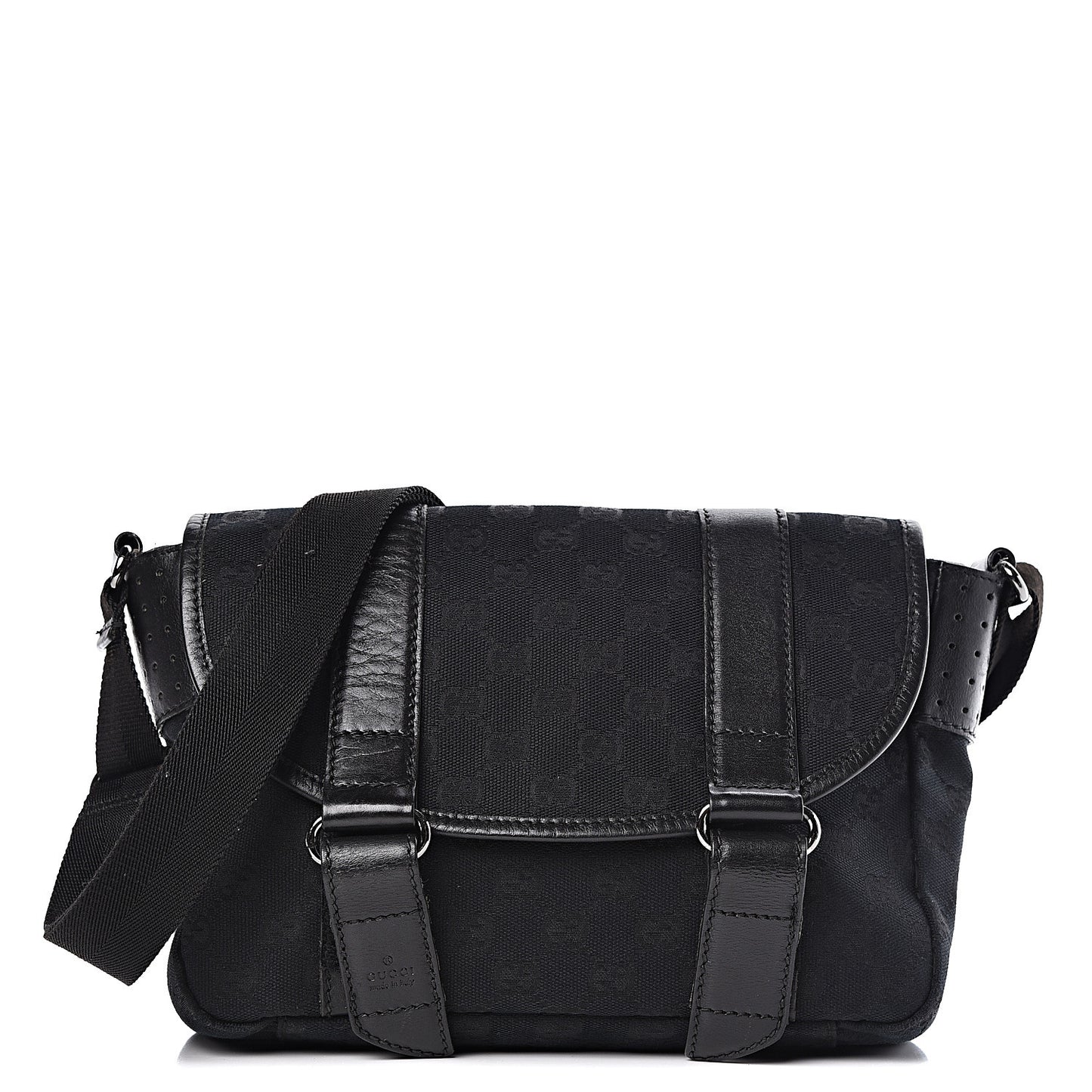 Monogram Small Double Buckle Flap Messenger Bag Black