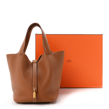 Hermes Taurillon Clemence Picotin Lock 22 MM Gold 11 of 11