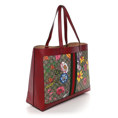 Gucci GG Supreme Monogram Flora Web Large Ophidia Tote Red 3 of 10