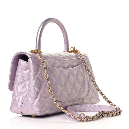 Chanel Iridescent Caviar Quilted Mini Coco Handle Flap Light Pink 3 of 10