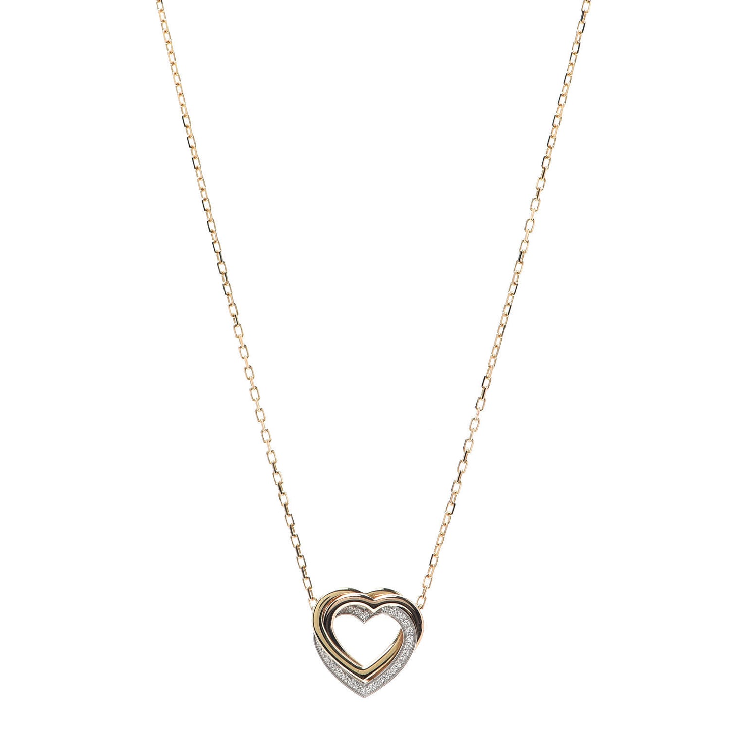 18K Pink Yellow White Gold Diamond Trinity Heart Pendant Necklace
