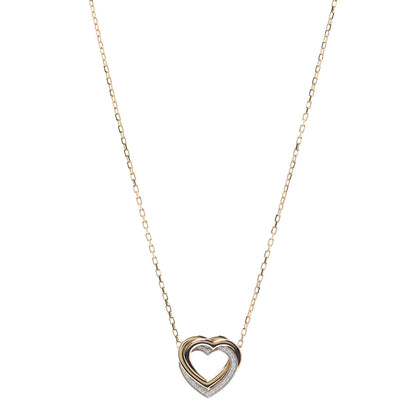 Cartier 18K Pink Yellow White Gold Diamond Trinity Heart Pendant Necklace 1 of 5