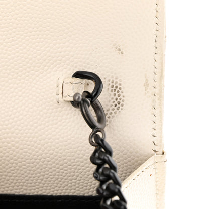 Saint Laurent Grain De Poudre Matelasse Chevron Monogram Envelope Chain Wallet Dove White 15 of 18