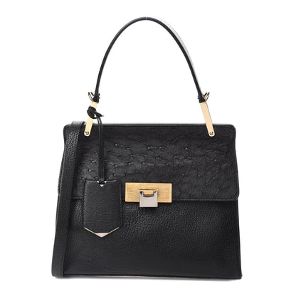 Balenciaga Calfskin Ostrich Trimmed Le Dix Cartable S Bag Black 1 of 16