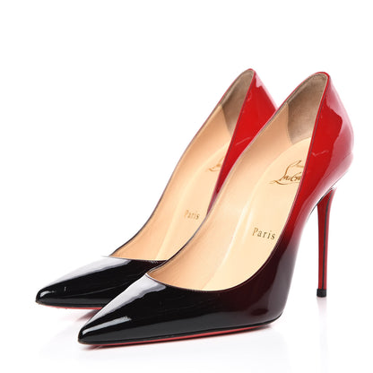 Christian Louboutin Patent Degrade Decollete 100 Pumps 37 Black Red 3 of 15
