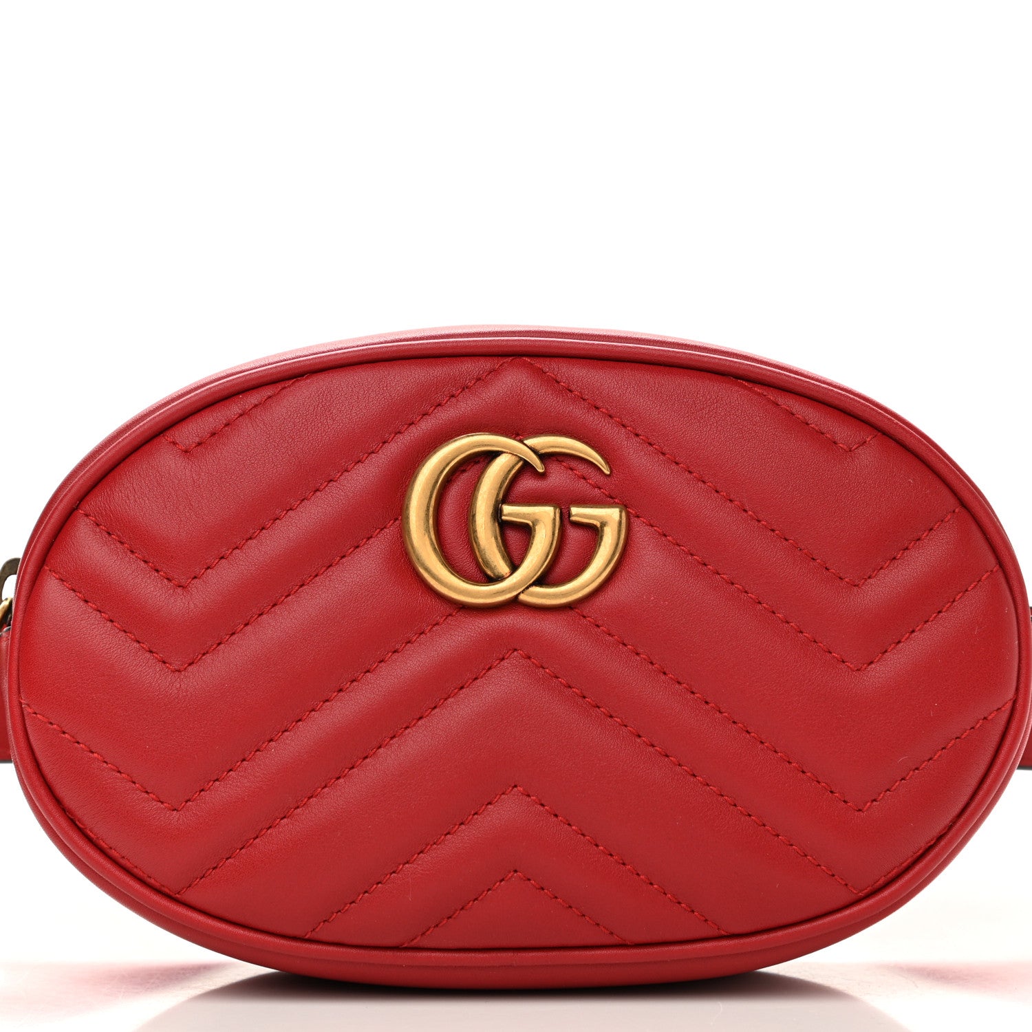 Gucci Calfskin Matelasse GG Marmont Belt Bag 85 34 Hibiscus Red 9 of 12