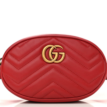Gucci Calfskin Matelasse GG Marmont Belt Bag 85 34 Hibiscus Red 9 of 12