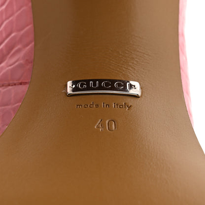 Gucci Croco Calf Lux Granada Kid Horsebit Platform Loafers 40 Butterfly Pink 8 of 8