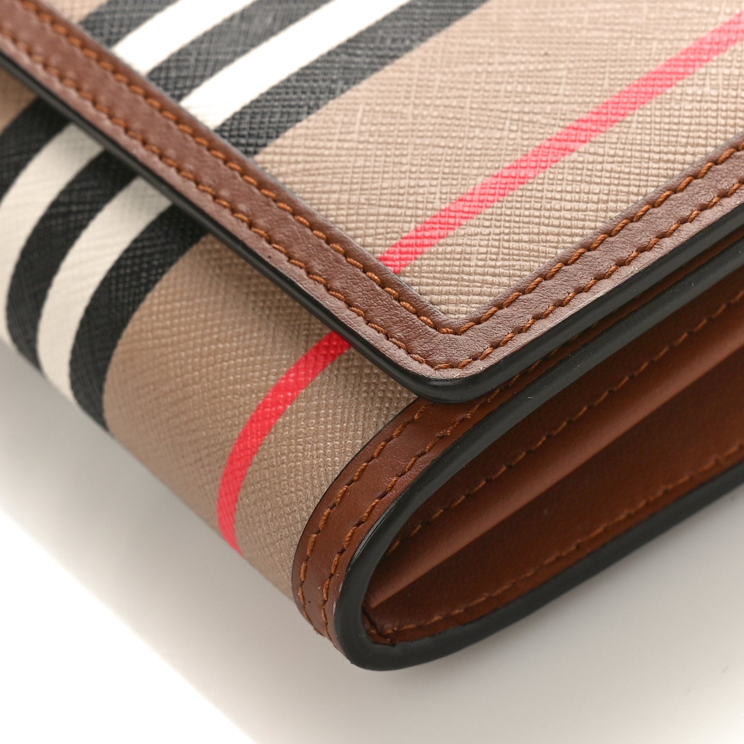 E-Canvas Icon Stripe Hannah Wallet With Detachable Strap Archive Beige Tan