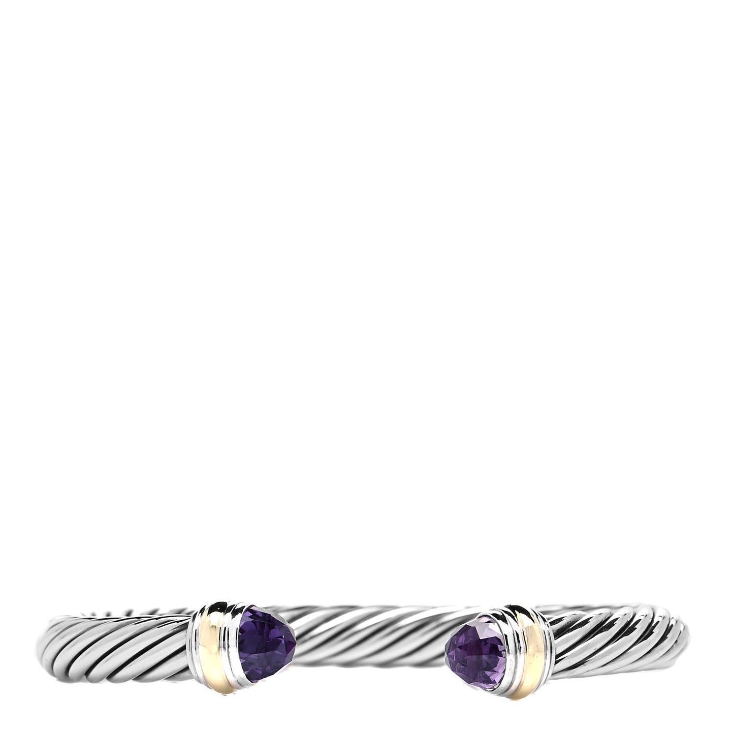 Sterling Silver 14K Yellow Gold Amethyst 7mm Cable Classics Bracelet