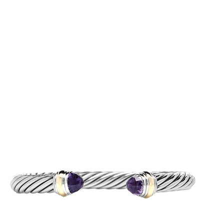 David Yurman Sterling Silver 14K Yellow Gold Amethyst 7mm Cable Classics Bracelet 1 of 4