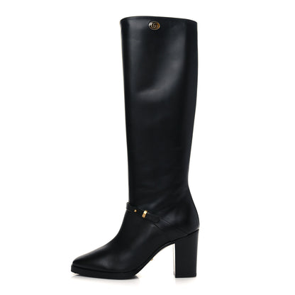 Gucci Calfskin Double G Knee High Boots 35.5 Black 1 of 8