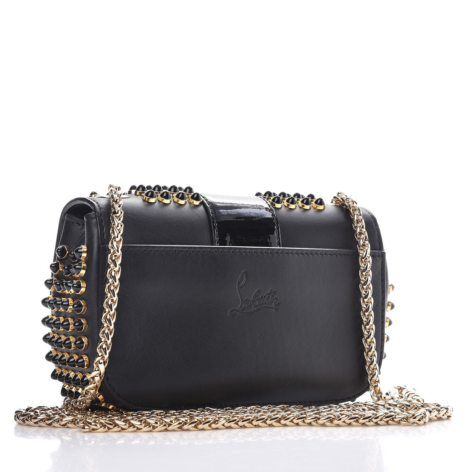 Christian Louboutin Calfskin Cabo Sweety Charity Crossbody Bag Black Gold 3 of 8