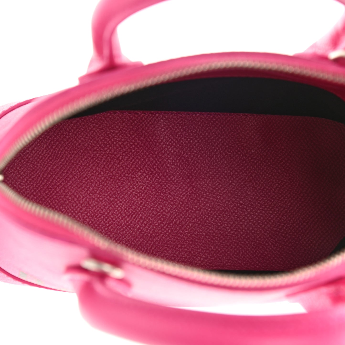 Signature Grained Calfskin Logo XXS Ville Top Handle Bag Fuchsia