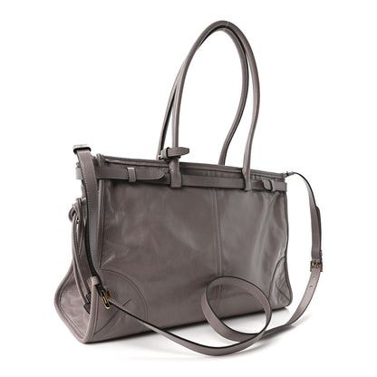 Prada Glossy Calfskin Triangle Large Bonnie Shoulder Bag Peltro 2 of 9