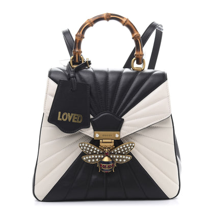 Gucci Calfskin Bamboo Trapuntata Queen Margaret Backpack Mystic White Black 1 of 12