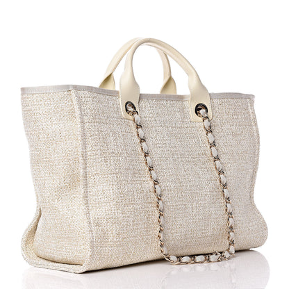 Chanel Canvas Large Deauville Tote Ivory 3 of 9