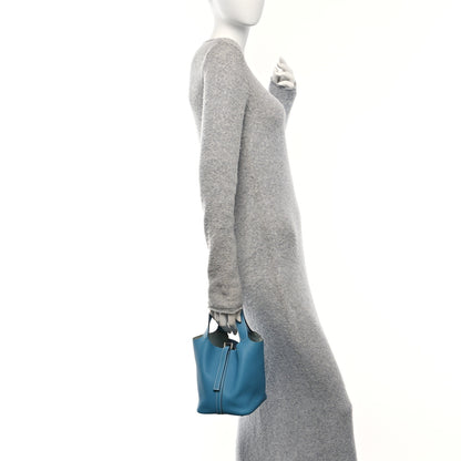 Hermes Taurillon Clemence Picotin 18 PM Blue Jean 2 of 13