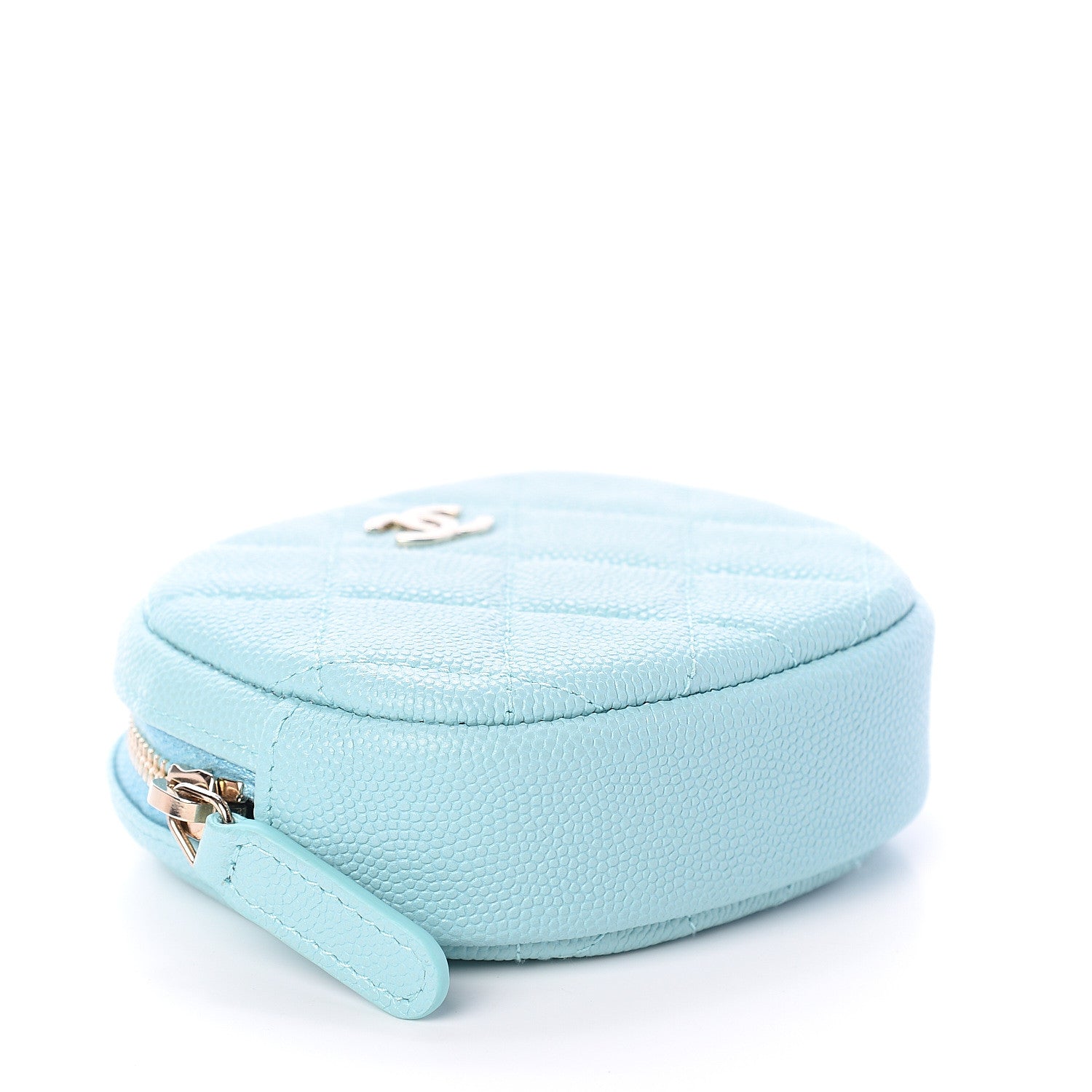 Chanel Caviar Quilted Zip Around Classic Coin Purse Light Blue 3 of 6