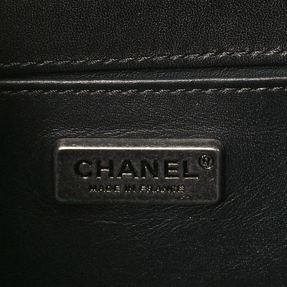 Chanel Lambskin Embroidered Python Chevron Medium Boy Flap Black Green 6 of 10