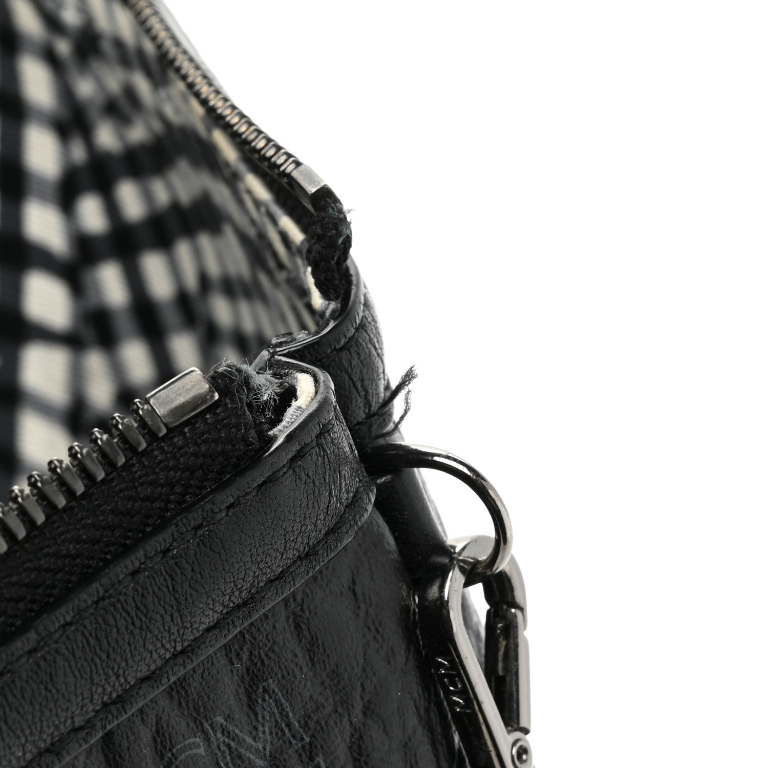 MCM Visetos Liz Shopper Tote Pouch Black 10 of 14