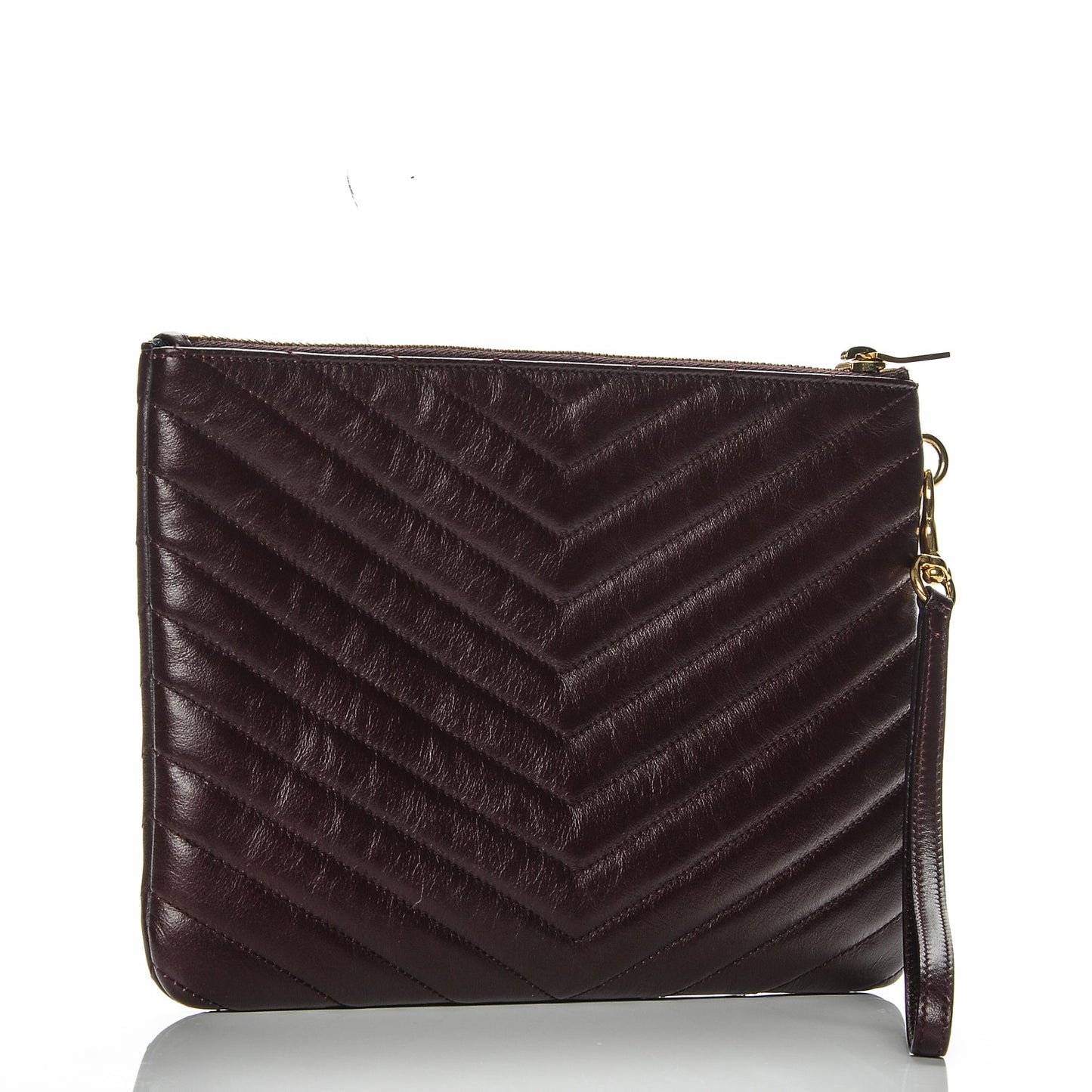 Calfskin Matelasse Chevron Monogram A5 Wristlet Bordeaux