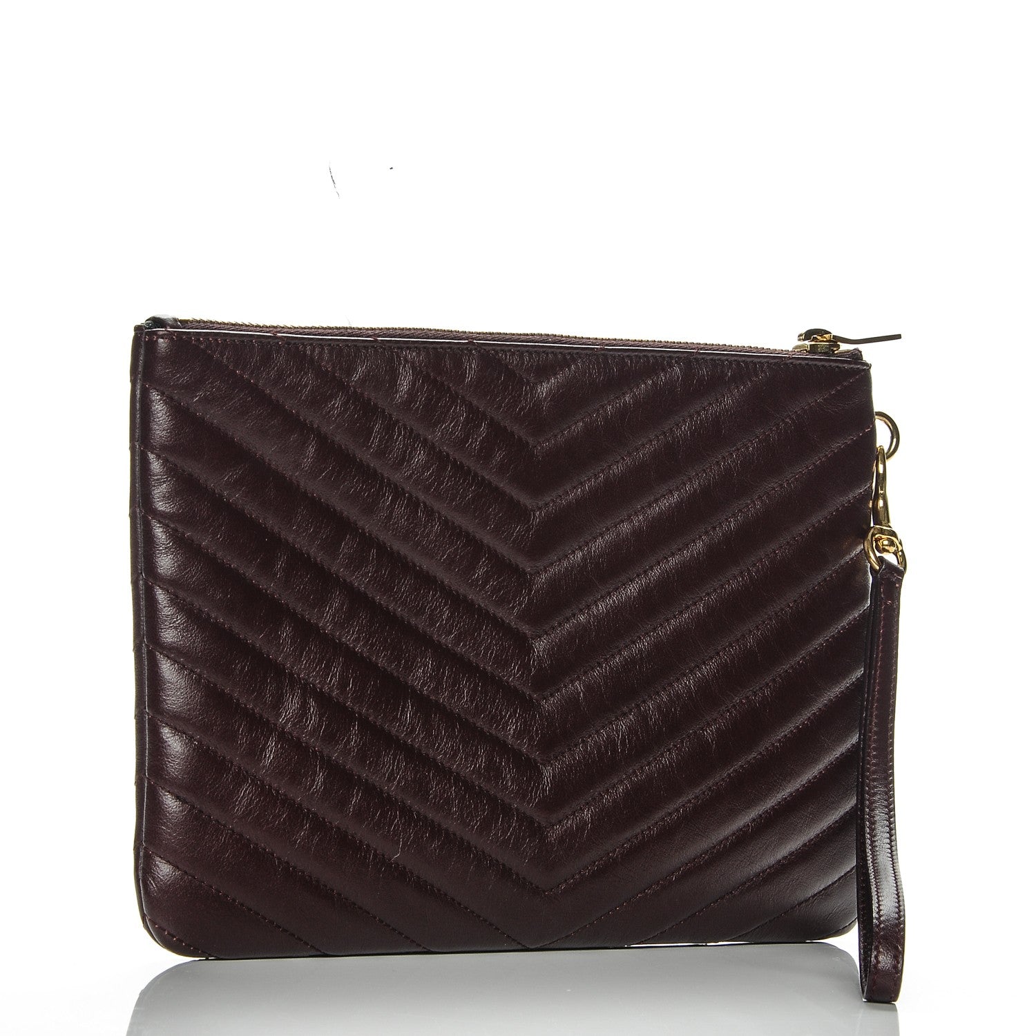 Saint Laurent Calfskin Matelasse Chevron Monogram A5 Wristlet Bordeaux 3 of 7