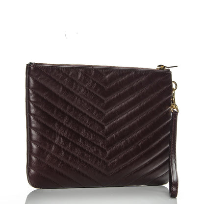 Saint Laurent Calfskin Matelasse Chevron Monogram A5 Wristlet Bordeaux 3 of 7
