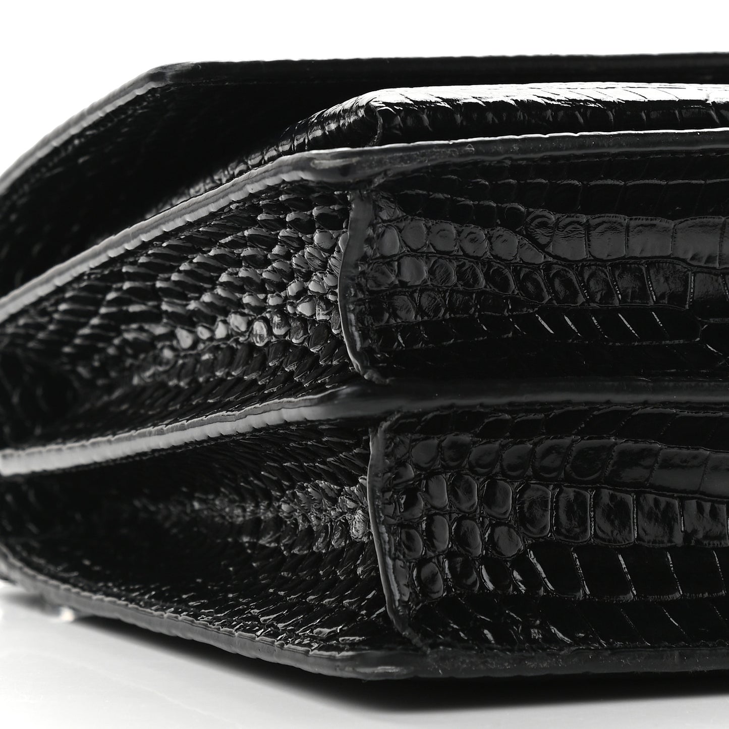 Calfskin Crocodile Embossed Medium Monochrome Monogram Sunset Black