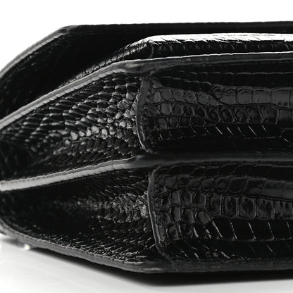 Saint Laurent Calfskin Crocodile Embossed Medium Monochrome Monogram Sunset Black 7 of 11