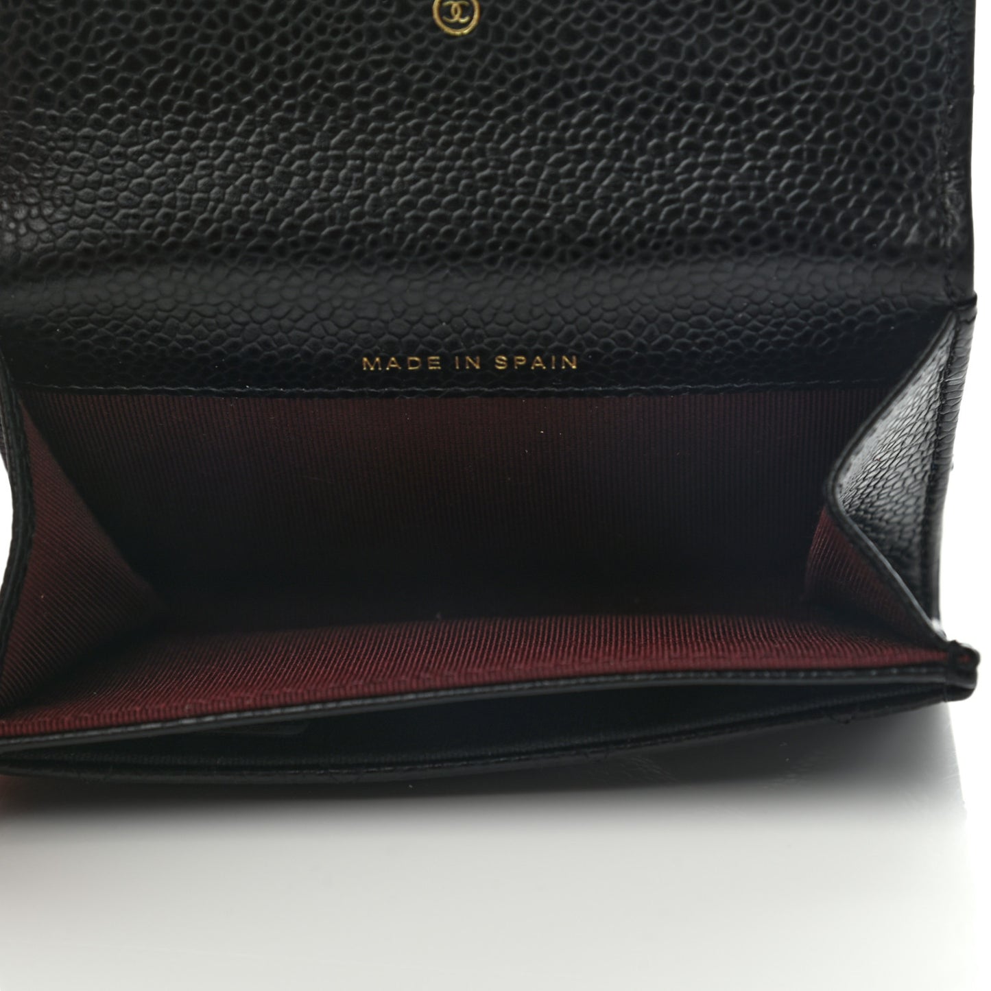 Caviar Quilted Flap Card Holder Wallet Black