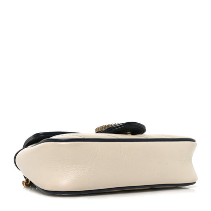 Gucci Vintage Effect Calfskin Matelasse Diagonal Super Mini Torchon GG Marmont Shoulder Bag Mystic White Blue Agata 4 of 10