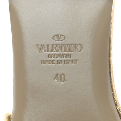 Valentino Garavani Metallic Pebbled Calfskin Roman Stud Flat Slide Sandals 40 Antique Brass 6 of 9
